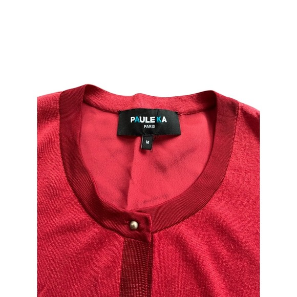 Paule Ka Paris Women's Red Cashmere Blend Knit Cardigan Sweater M - Picture 3 of 10